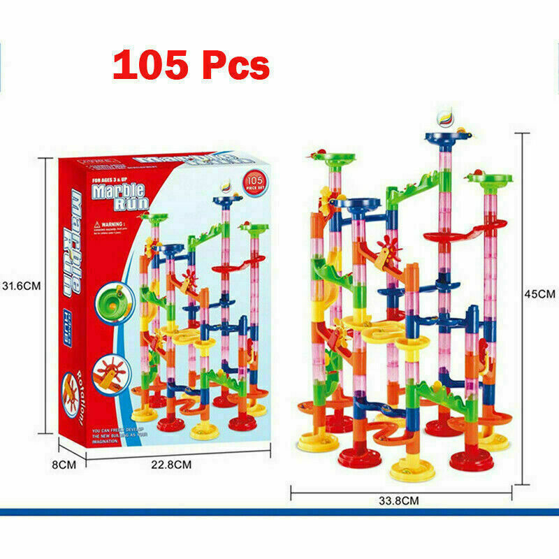 105Pcs Marble Run Race Construction Maze Ball Track DIY Building Block Kids Toy