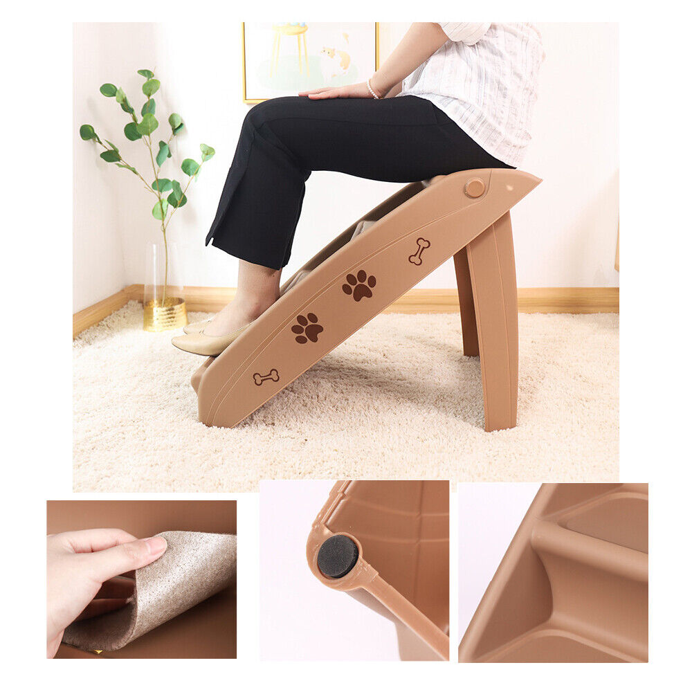 Pet Stairs 3 Steps Portable Cat Dog Ladder w/ Washable Ramp Climb For Pup Play