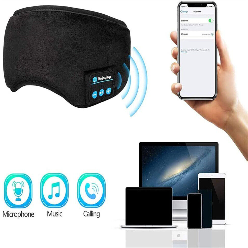 Wireless Bluetooth 5.0 Stereo Eye Mask Headphones Earphone Sleep Music Mask PB