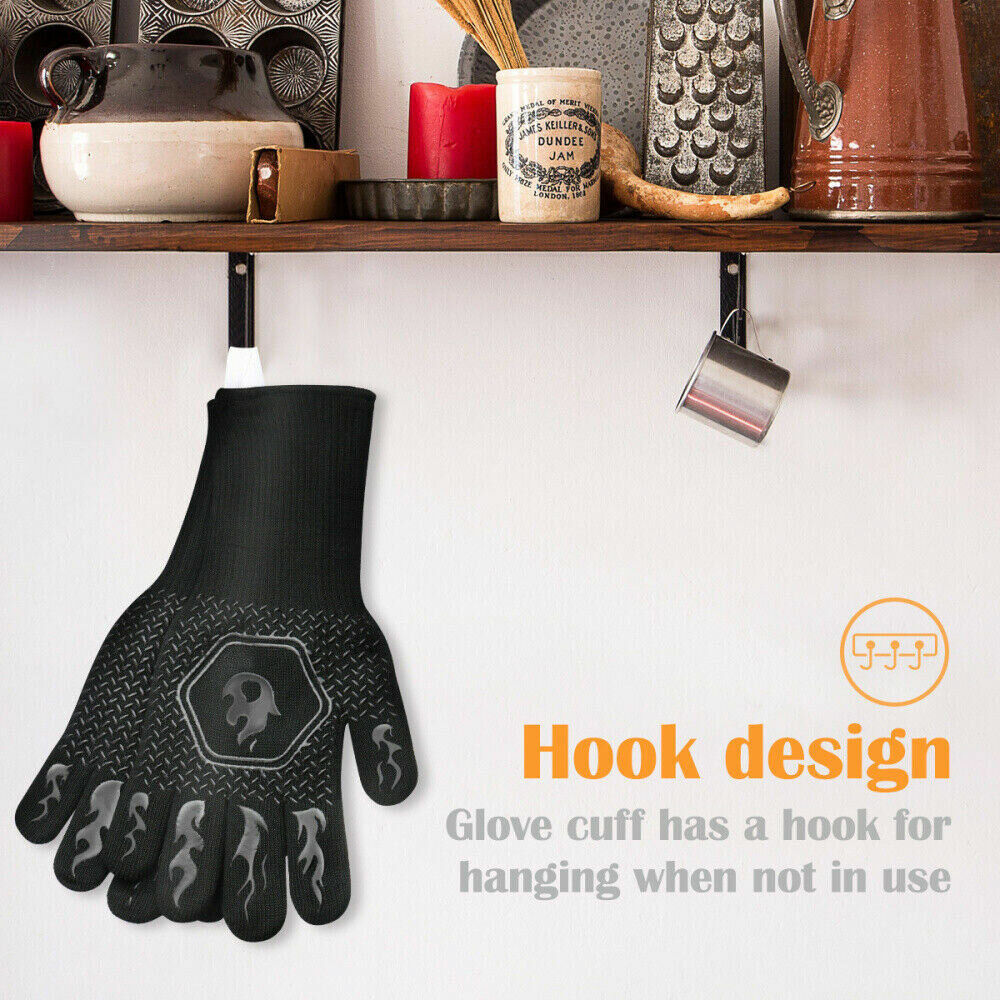2x Heat Proof Resistant Oven BBQ Gloves Kitchen Cooking Silicone Mitt