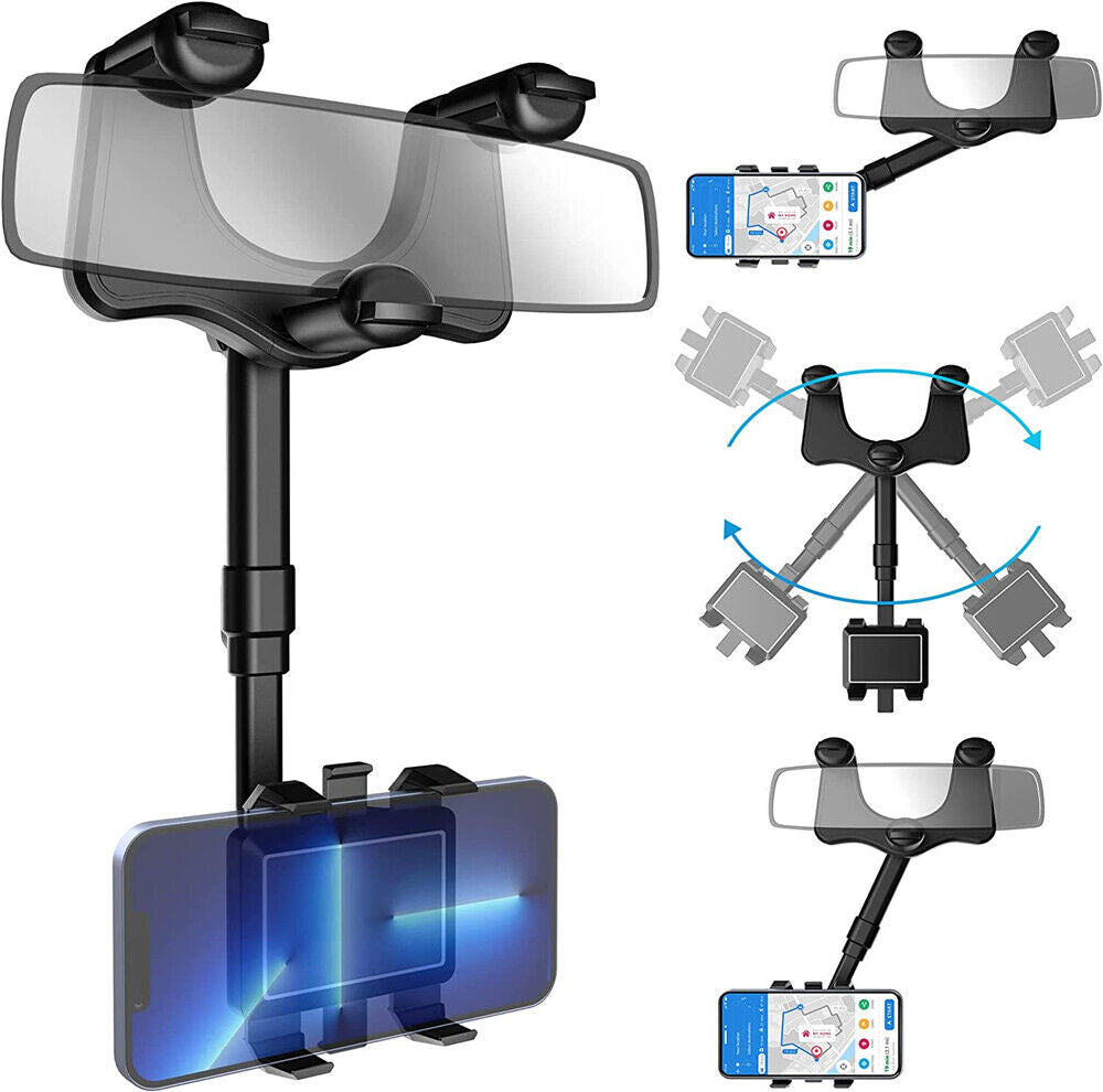 360¡ãCar Rear View Mirror Mount Holder Retratable GPS Stand Universal for iPhone