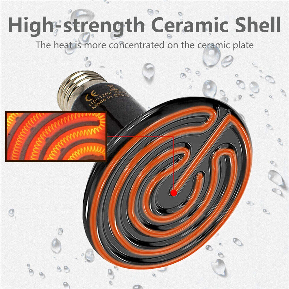 Infrared Ceramic Heat Lamp Bulb Reptile Pet Chicken Snake Brooder Home Incubator