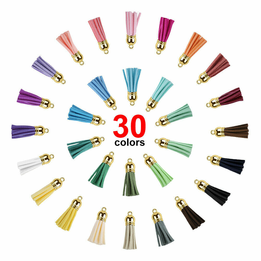 200x Keyring Clear Acrylic Circle Discs Keychain Blanks Tassel Pendants DIY Kit