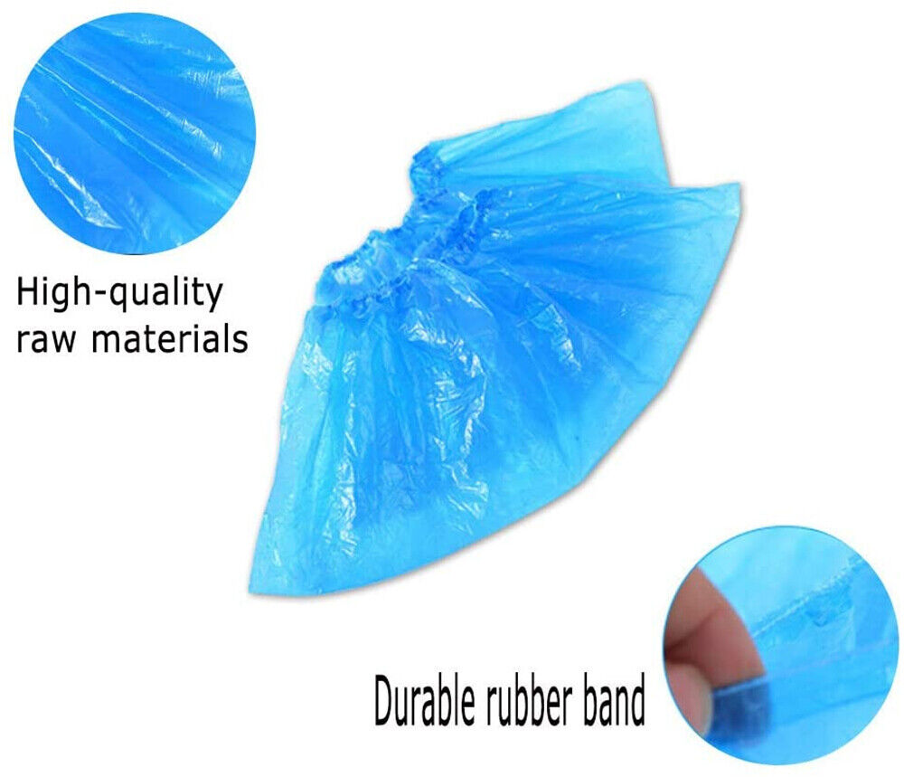 100PCS Disposable Plastic Shoe Covers Rain Overshoes Protector Waterproof Pack