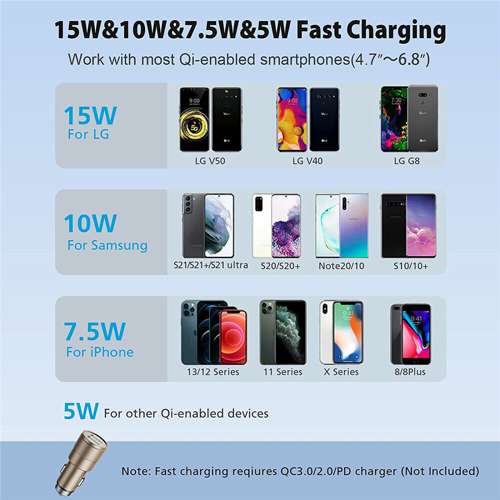 Wireless Fast Charger Car Mount Phone Holder Automatic Clamp Windscreen Stand
