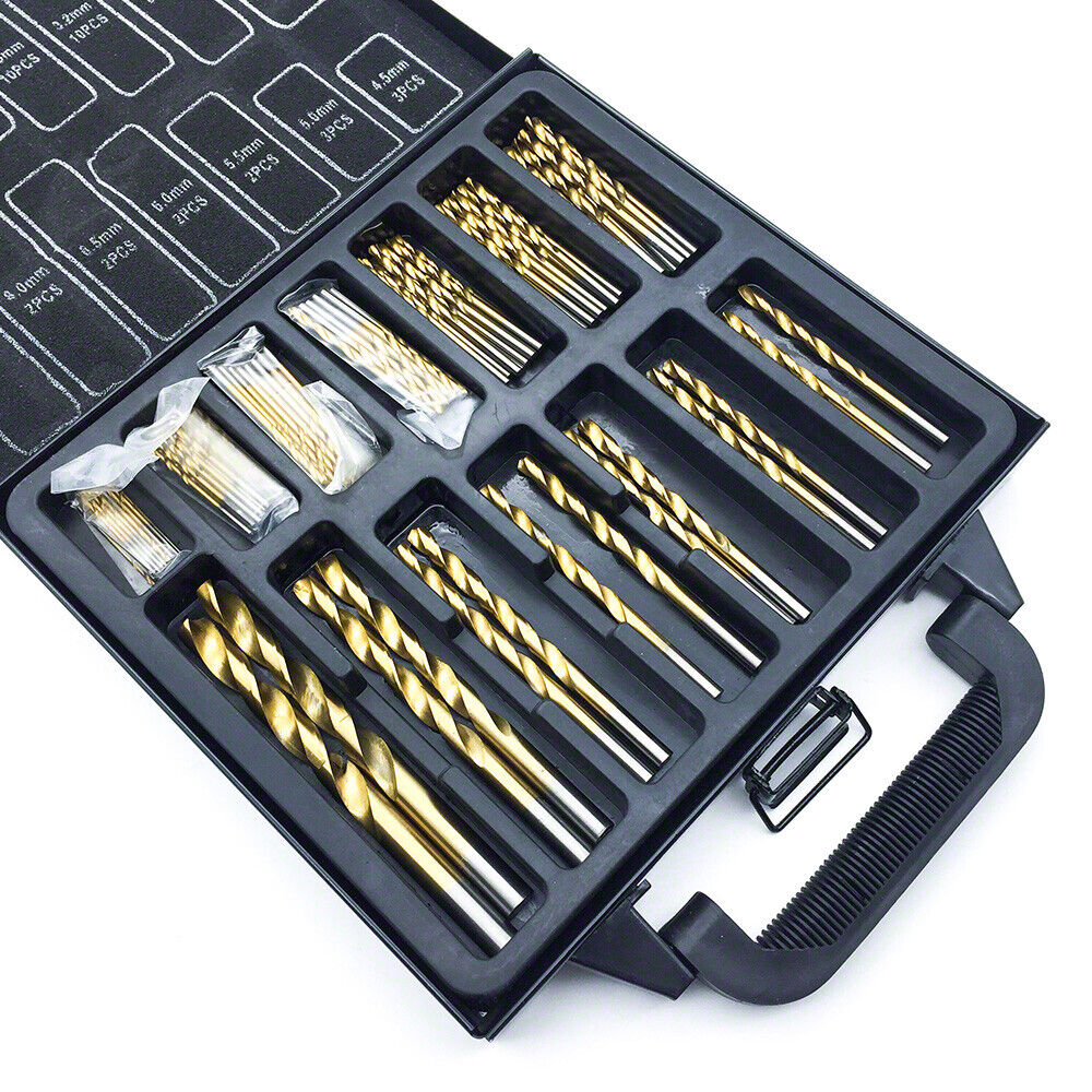 99PCS HSS Metric 1.5-10mm Titanium Coated Drill Bit Set Metal Wood Plastic New