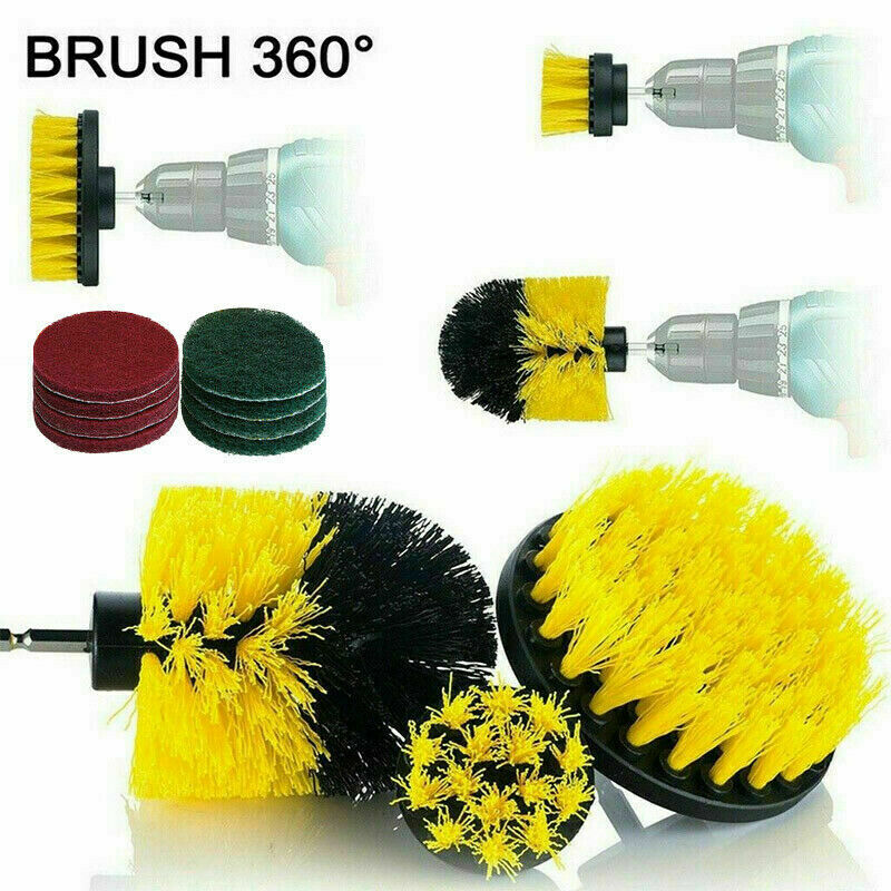 14PC Drill Brush Tub Clean Electric Grout Power Scrubber Cleaning Set Tool Kit