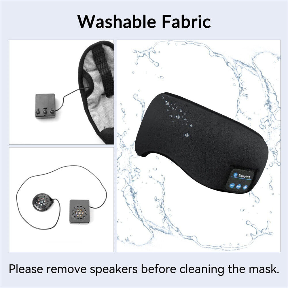 Wireless Bluetooth 5.0 Stereo Eye Mask Headphones Earphone Sleep Music Mask PB