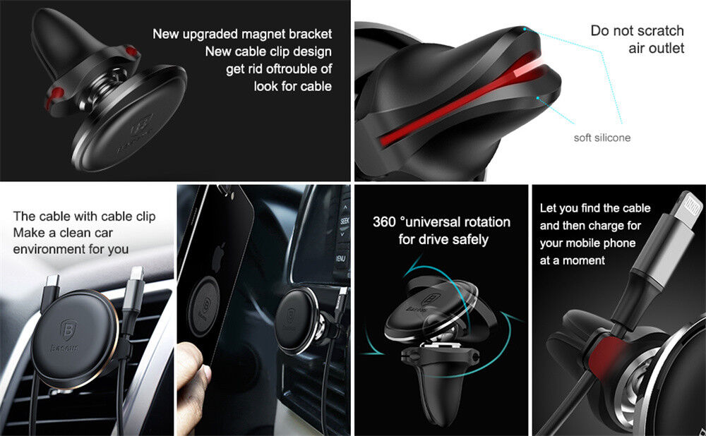 Genuine Baseus Car Mount Phone Holder Air Vent Magnetic Dock Phone GPS Stand AU