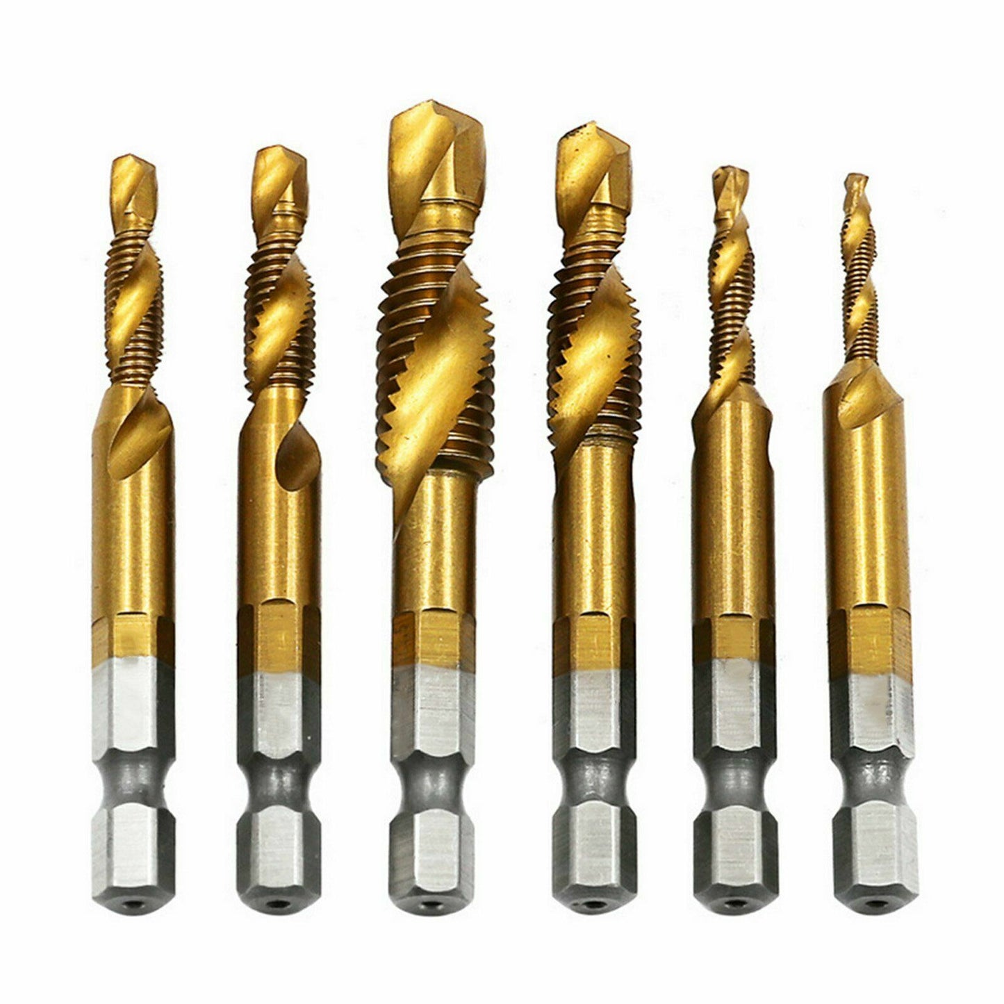 6pcs Drill Tap Countersink Deburr Set Metric Combination Drill Tap Bit M3-M10 OZ