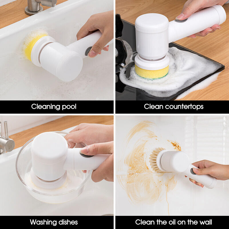 5 In 1 Handheld Bathtub Brush Kitchen Sink Cleaning Tool Tub Electric Brush AU