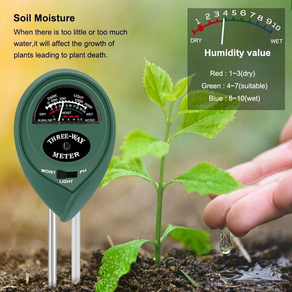 3 in 1 Soil PH Tester Water Moisture Test Meter Kit For Garden Plant Testing