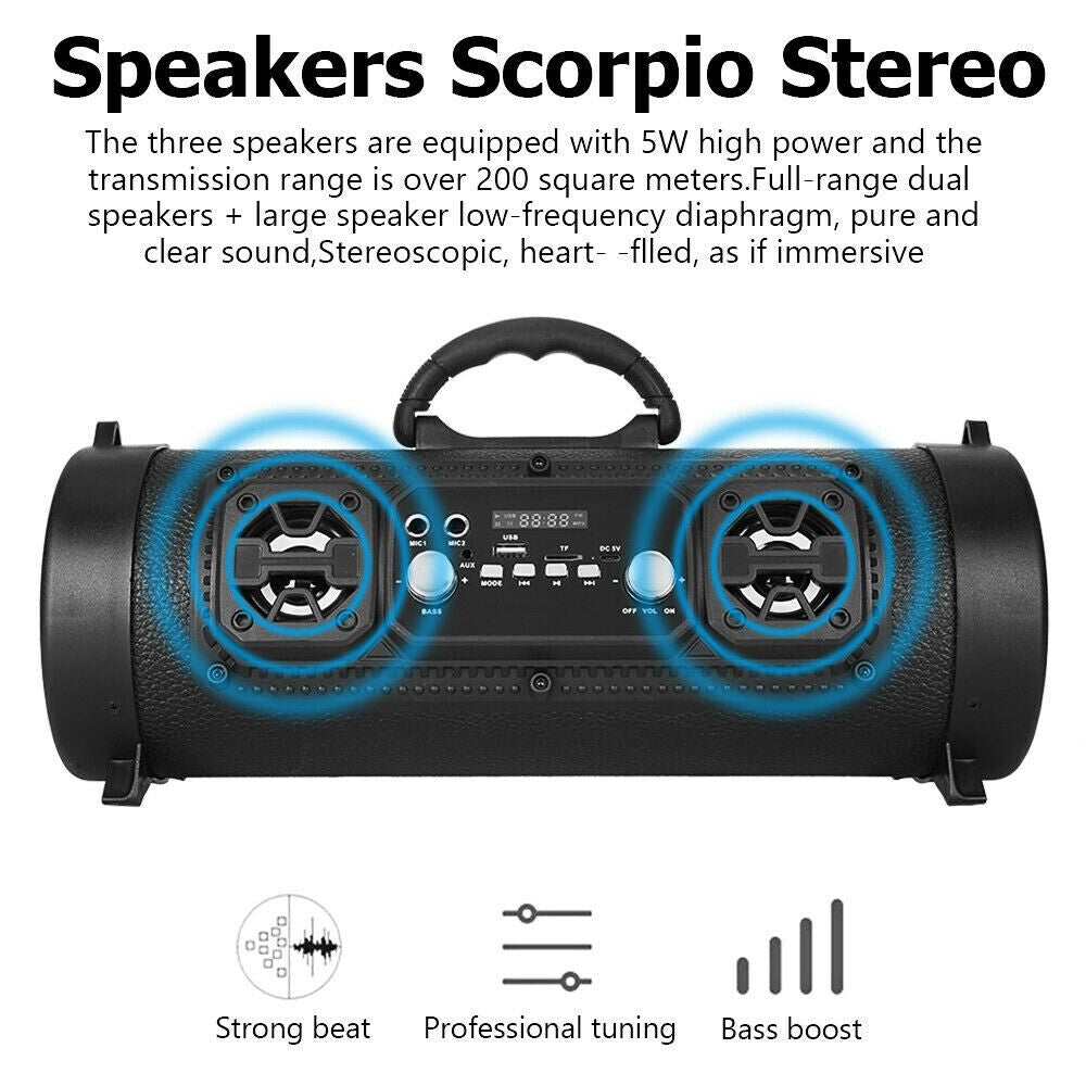 Portable Wireless Bluetooth Speakers Stereo Bass USB/TF/ Radio Outdoor Subwoofer