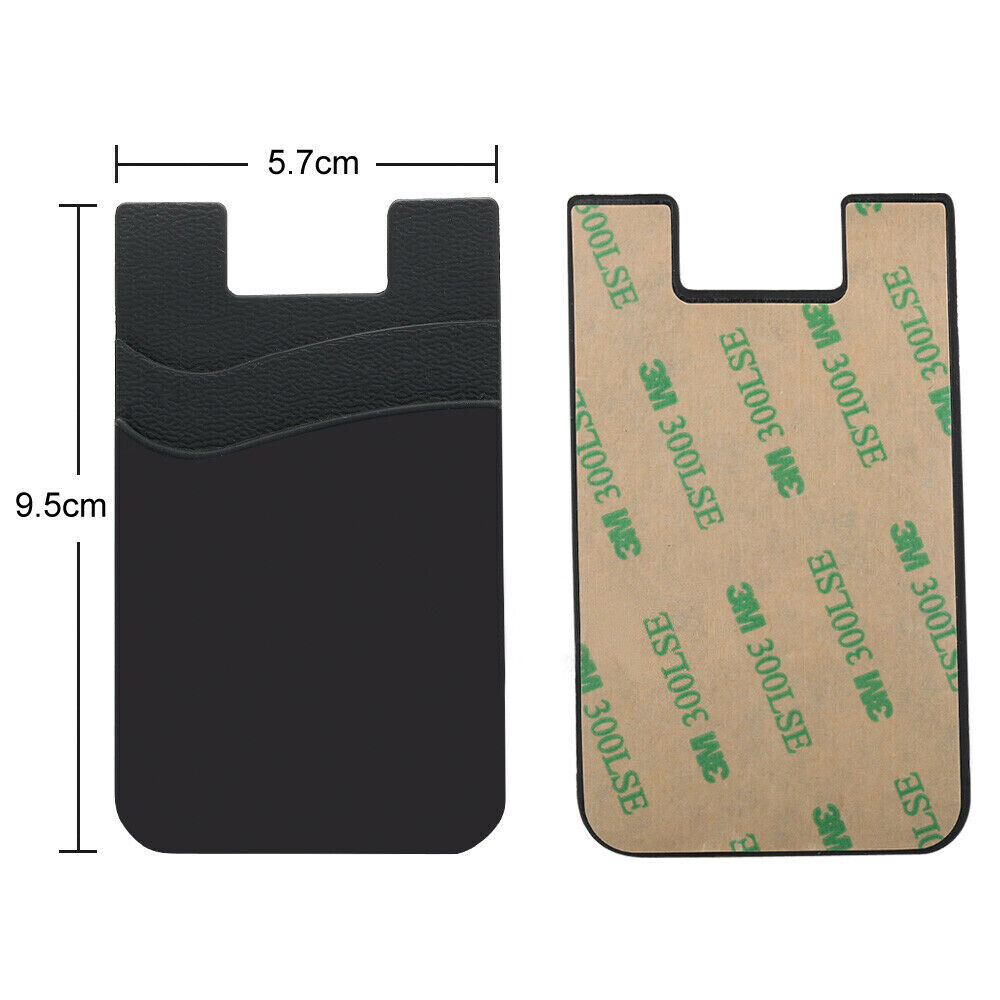 Silicone Mobile Phone Back Double Layers Card Holder Wallet 3M Stick On Adhesive