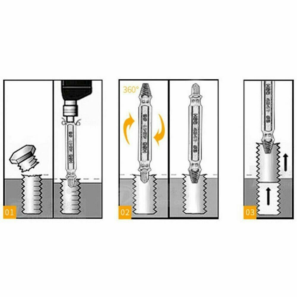 6x Damaged Screw Extractor Easy Out Broken Drill Bit Remover Kit Speed Out New