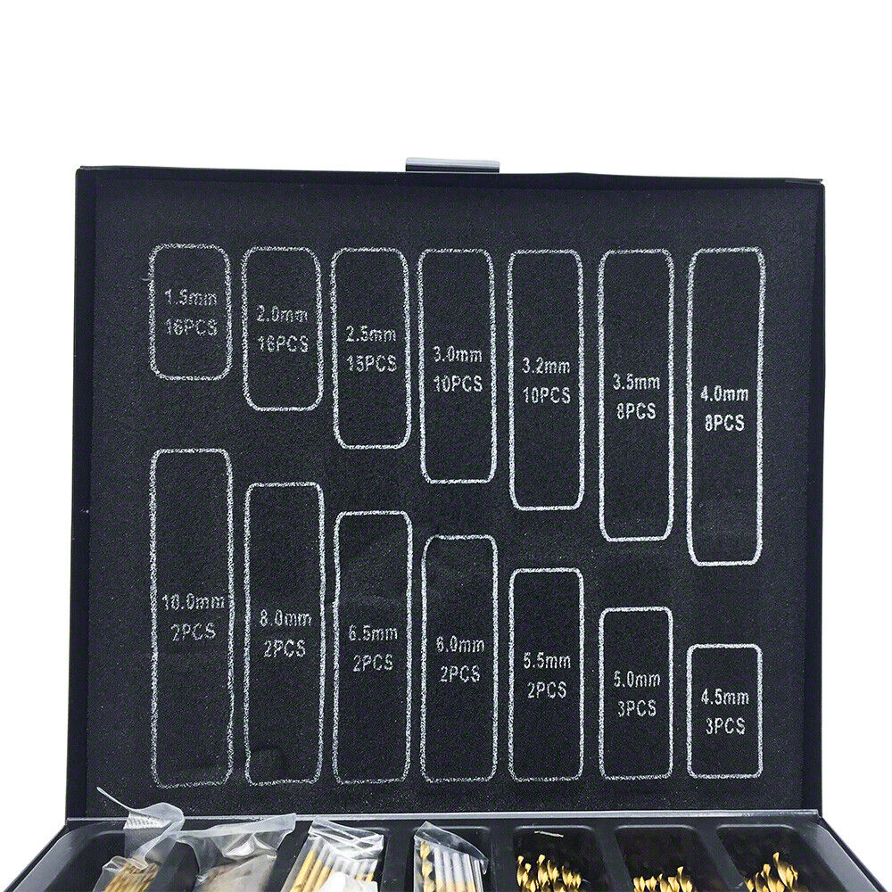 99PCS HSS Metric 1.5-10mm Titanium Coated Drill Bit Set Metal Wood Plastic New