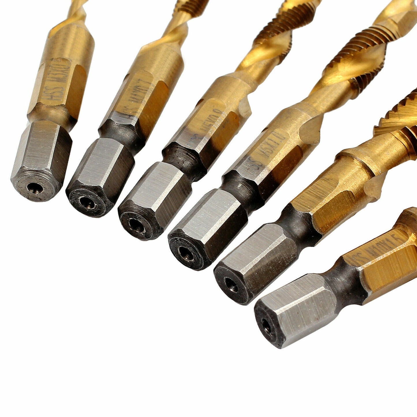 6pcs Drill Tap Countersink Deburr Set Metric Combination Drill Tap Bit M3-M10 OZ