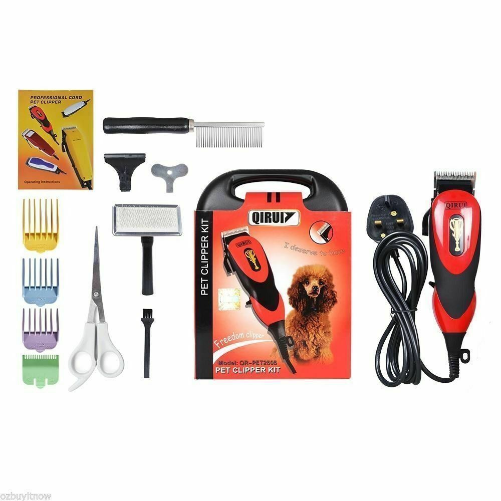 Cat Animal Hair Grooming Trimmer Electric Dog Pet Clipper Kit Blade Comb Set