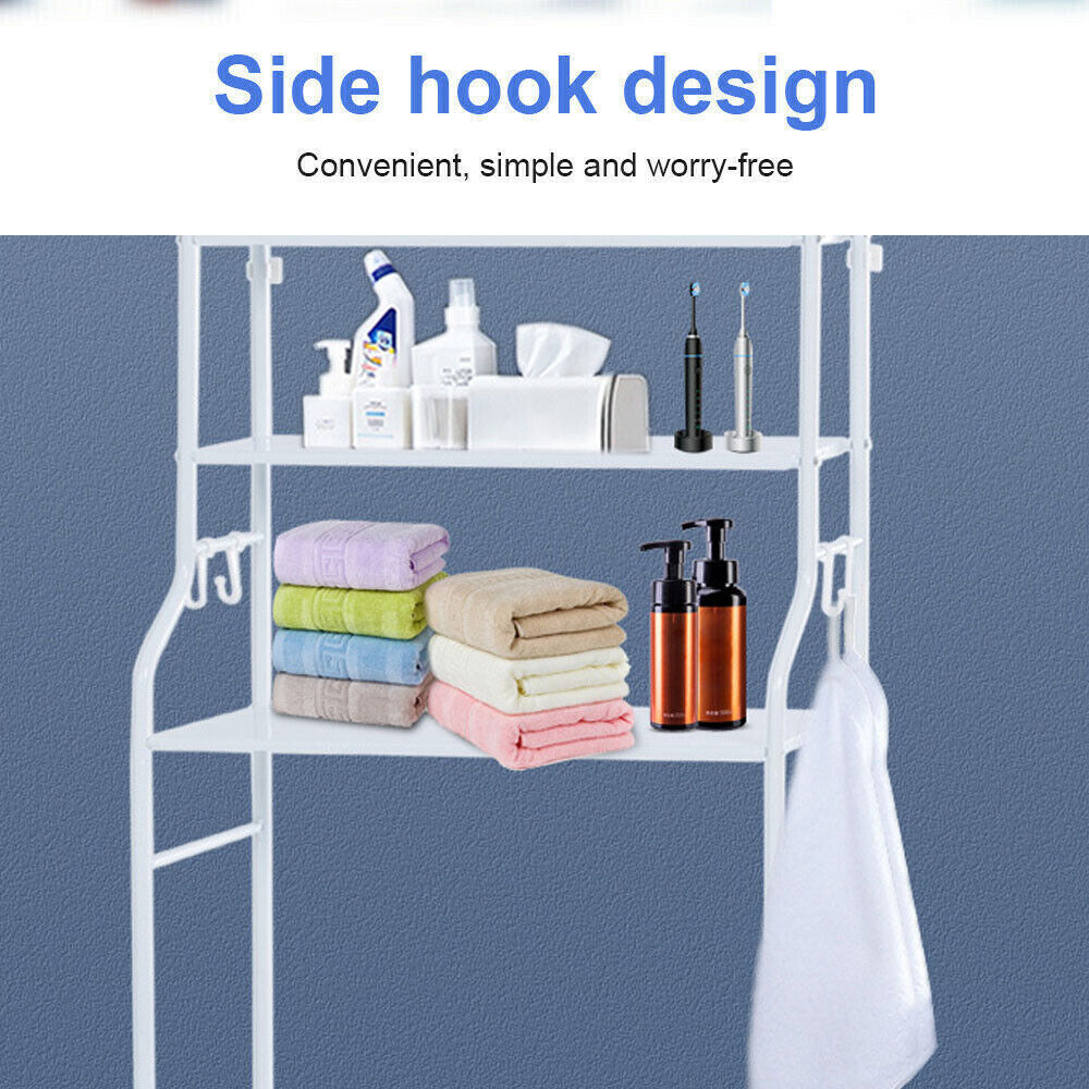 3 Tiers Toilet Shelf Bathroom Rack Over Laundry Washing Machine Storage Shelves