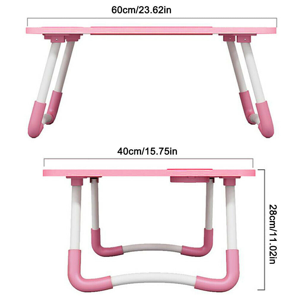 Laptop Stand Table Foldable Desk Computer Study Bed Adjustable Portable Cup Slot