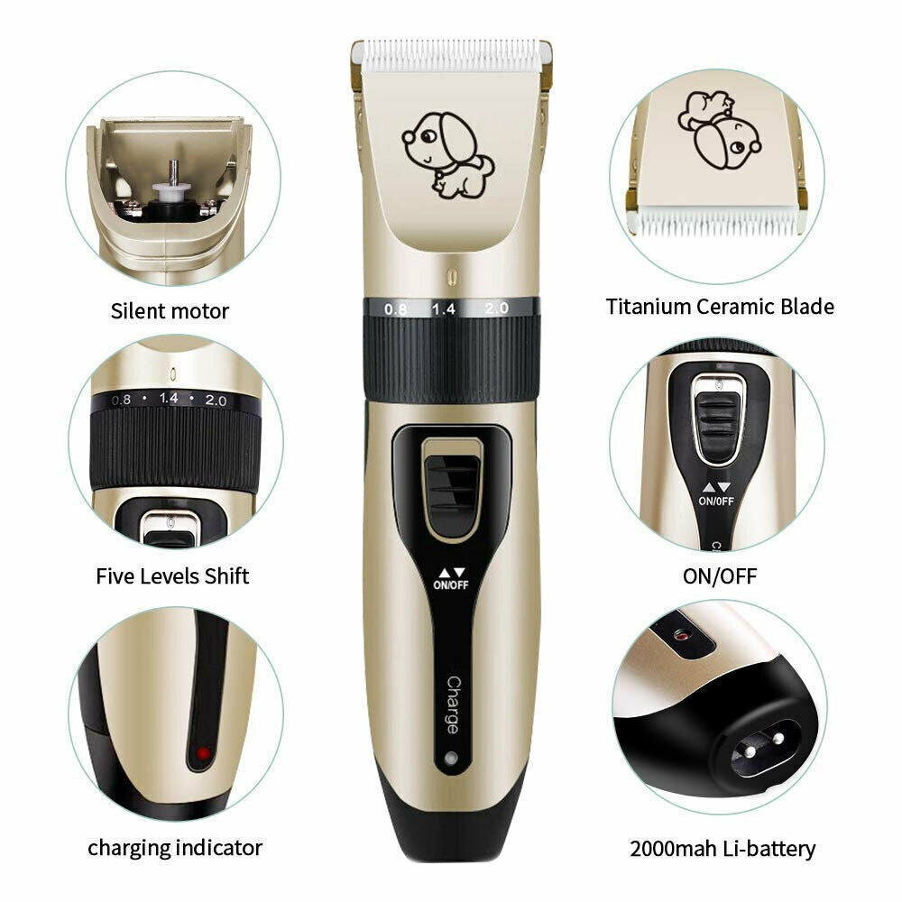 Electric Dog Clipper Comb Set Hair Trimmer Blade Cat Pet Grooming Horse Cordless