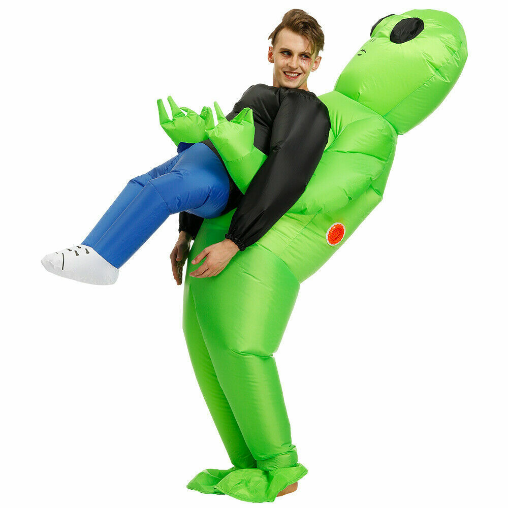 NEW Scary Halloween Green Alien Inflatable Costume Blow Up Suits Party Dress AU