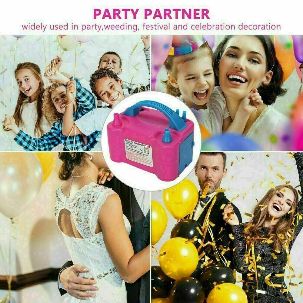 Electric Balloon Pump Inflator 600W Power 2 Nozzles Portable