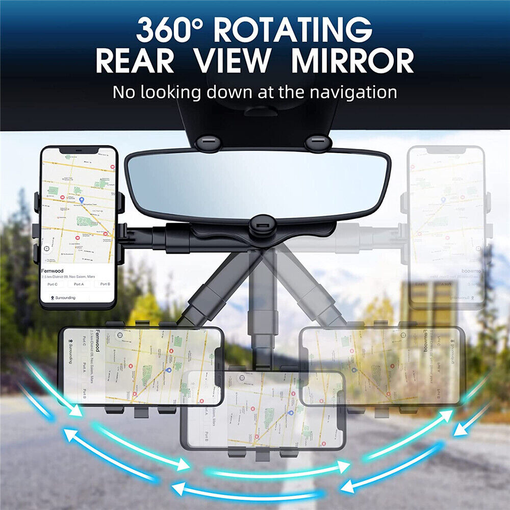 360¡ãCar Rear View Mirror Mount Holder Retratable GPS Stand Universal for iPhone