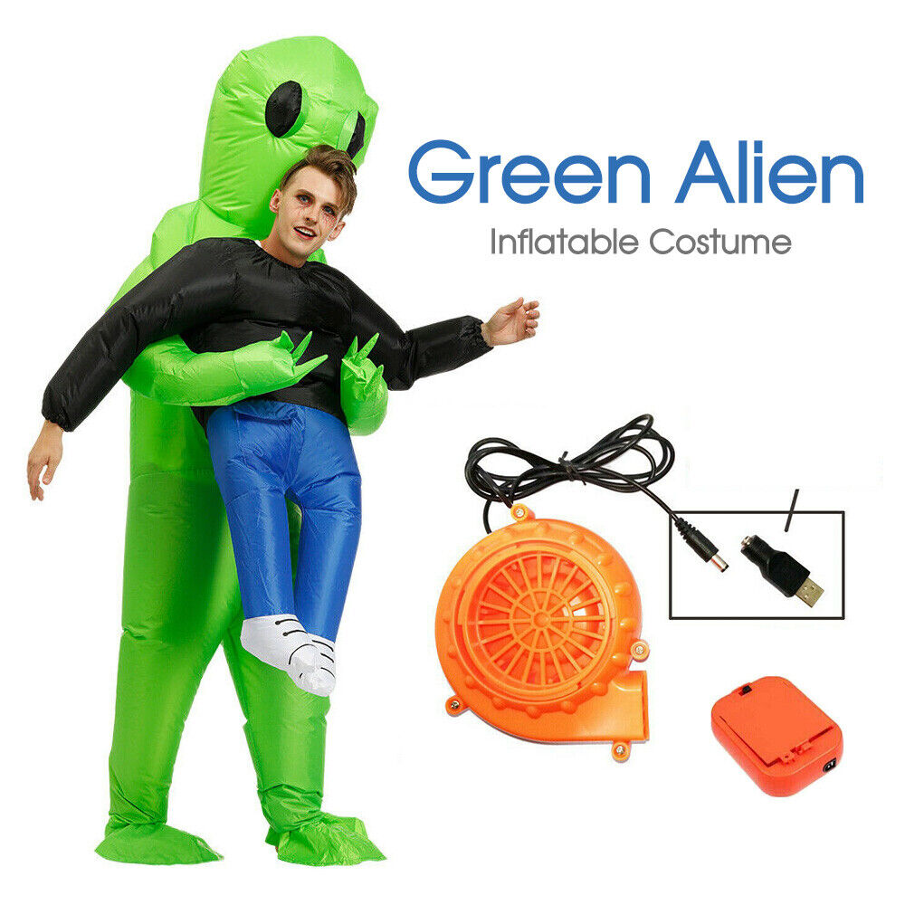 NEW Scary Halloween Green Alien Inflatable Costume Blow Up Suits Party Dress AU