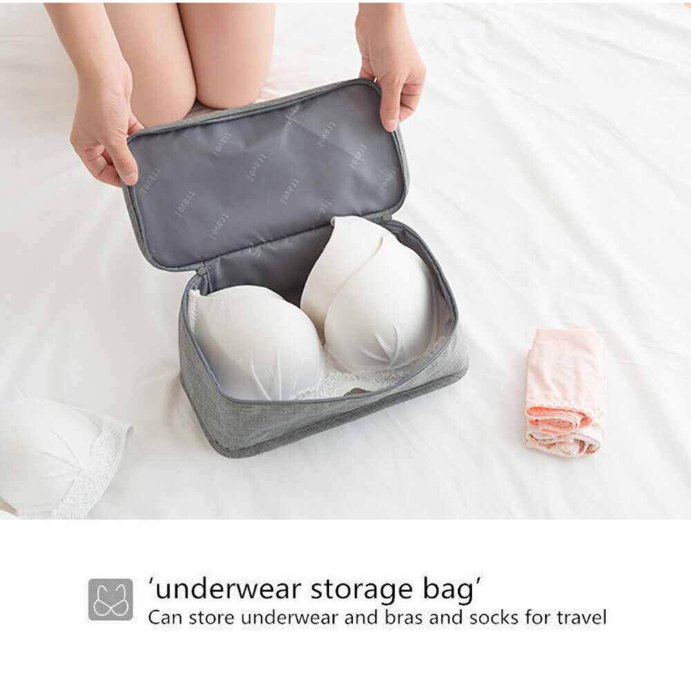 7Pcs Packing Cubes Travel Pouches Luggage Organiser Clothes Suitcase Storage Bag