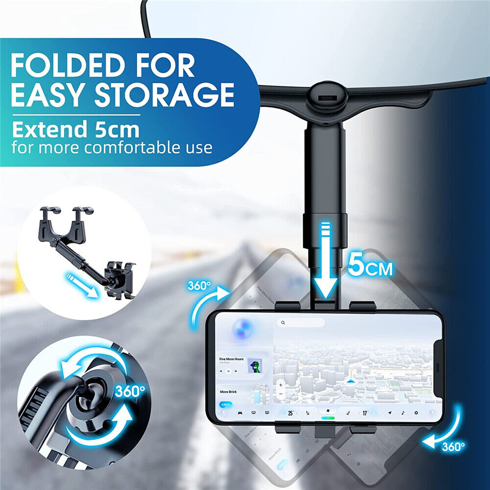 360¡ãCar Rear View Mirror Mount Holder Retratable GPS Stand Universal for iPhone