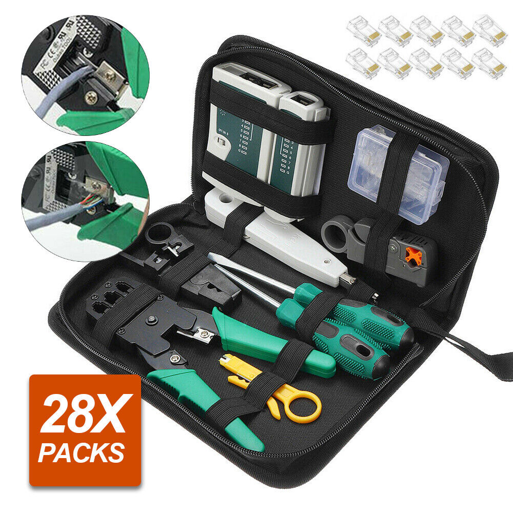 Analyzer Network Cable Tool Kit LAN Crimper Down Wire Stripper Cat5 6 RJ45 BAG