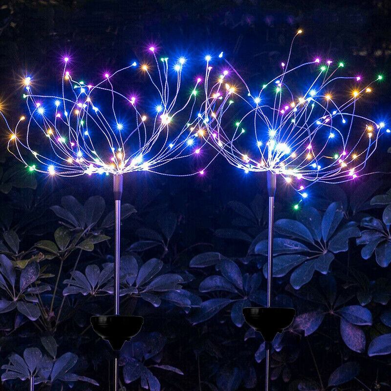 2X White/ Colorful Fireworks LED Fairy String Lights Starburst Solar Garden AU