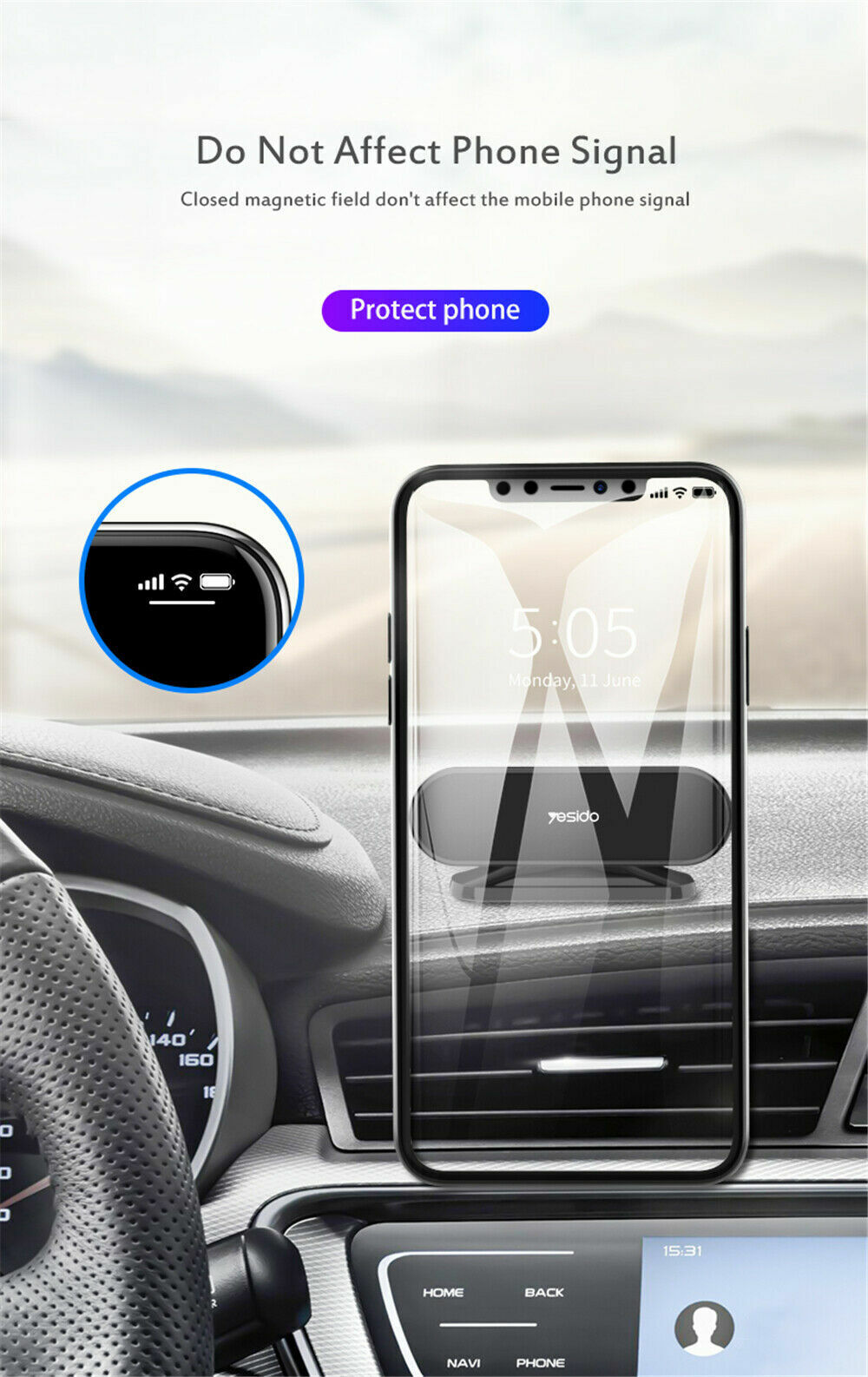 360¡ã Rotate Universal Magnetic Car Mount Dash Phone Holder for iPhone Galaxy GPS