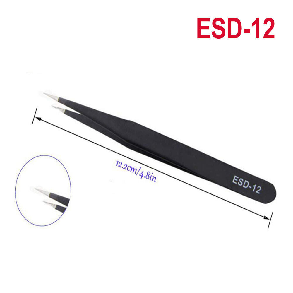6 Pcs ESD Anti-Static Tweezer Set Tweezers Maintenance Tool Stainless Steel AU
