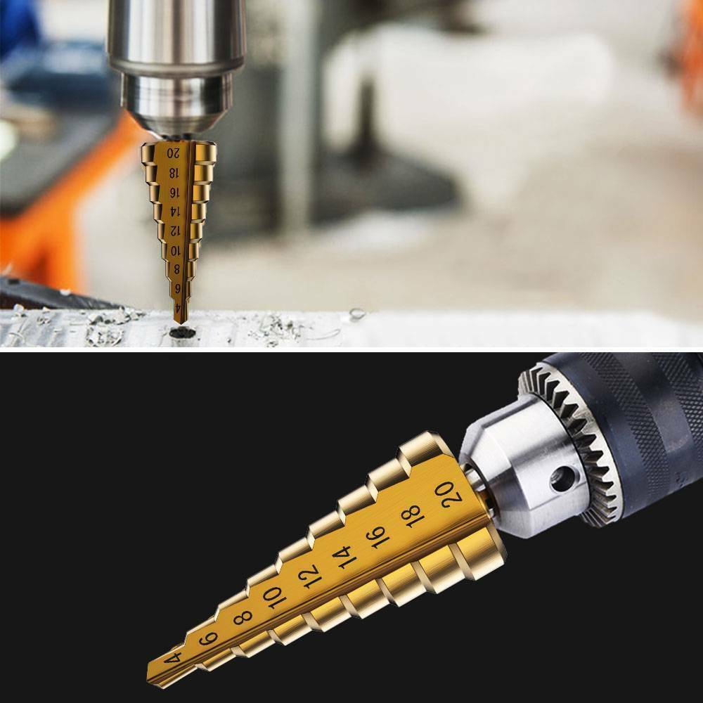 3pcs HSS Step Cone Drill Titanium Stee Hole Cutter Bit Set 3-20mm + Pouch AU