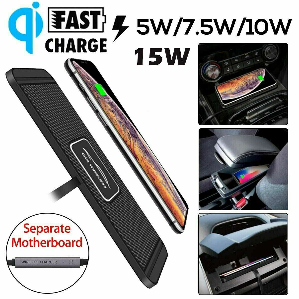 Car QI Wireless Fast Charging Charger Mat Non-Slip Pad Holder For Smart Phones