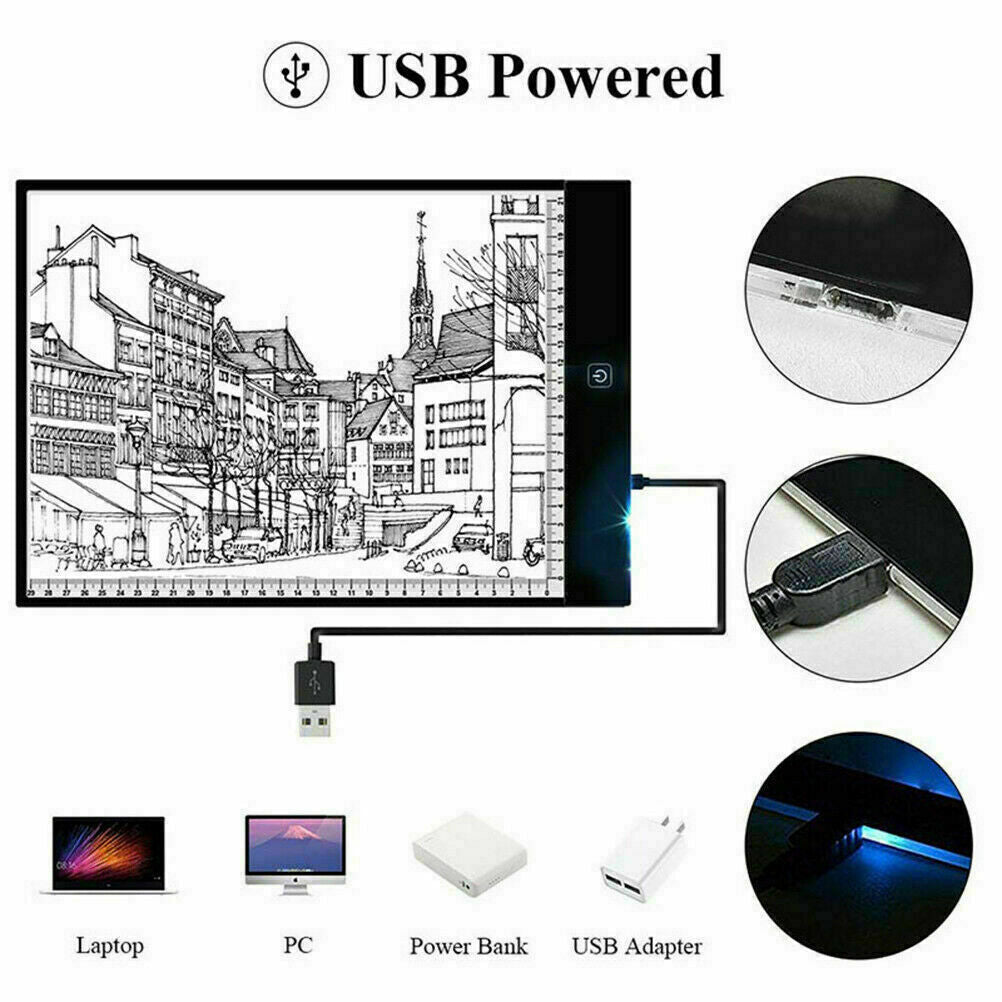 A4 LED Light Box Tracing Drawing Board Art Design Pad Copy Lightbox Day & Light