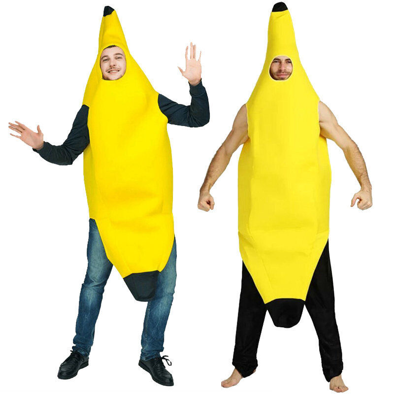 Adult Banana Body Suit Costume Unisex Outfit One Size Fits Halloween Fancy Dress