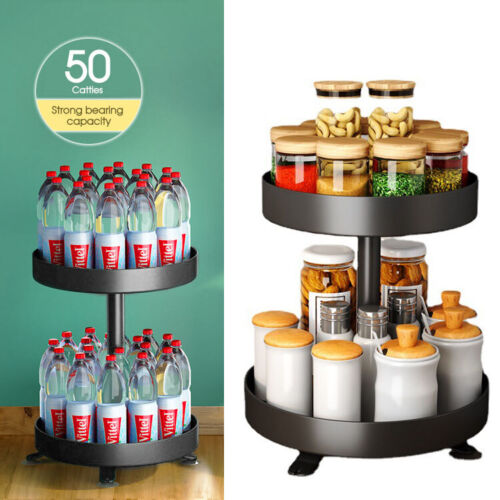 2 Tier Lazy Susan 360¡ã Rotate Cabinet Bathroom Organizer Turntable shelf AU