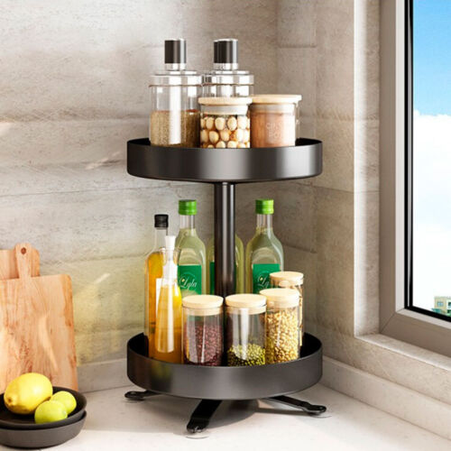 2 Tier Lazy Susan 360¡ã Rotate Cabinet Bathroom Organizer Turntable shelf AU
