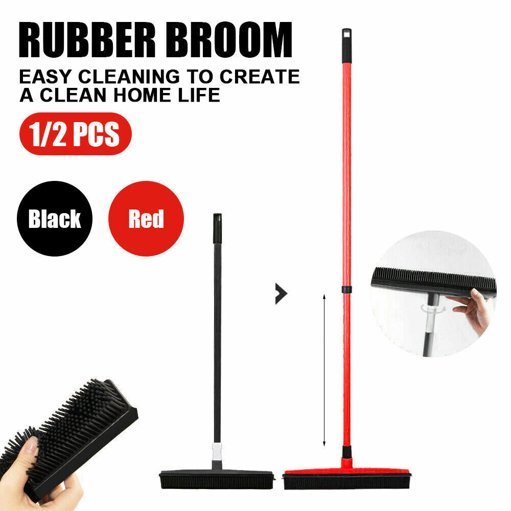 Rubber Broom For Dog Cat Pet Hair Car Windows Handle Sweeper Squeegee Floor NEW