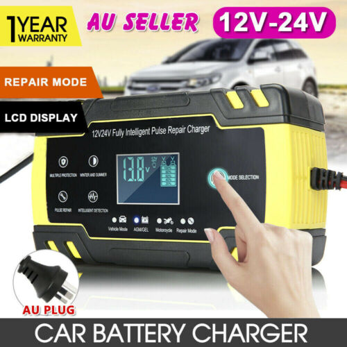 12V/24V 8A Smart Car Battery Charger LCD Automatic Repair 4WD Boat Caravan Truck