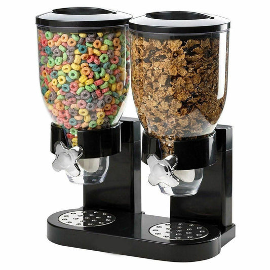 Double Cereal Dispenser Container Tank Large Dry Food Snack Kitchen Canister AU