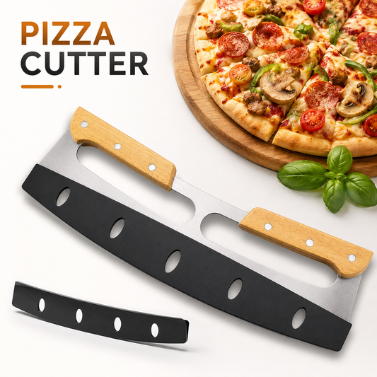 35CM Stainless Steel Pizza Cutter Rocker Blade Slicer with Protective Cover