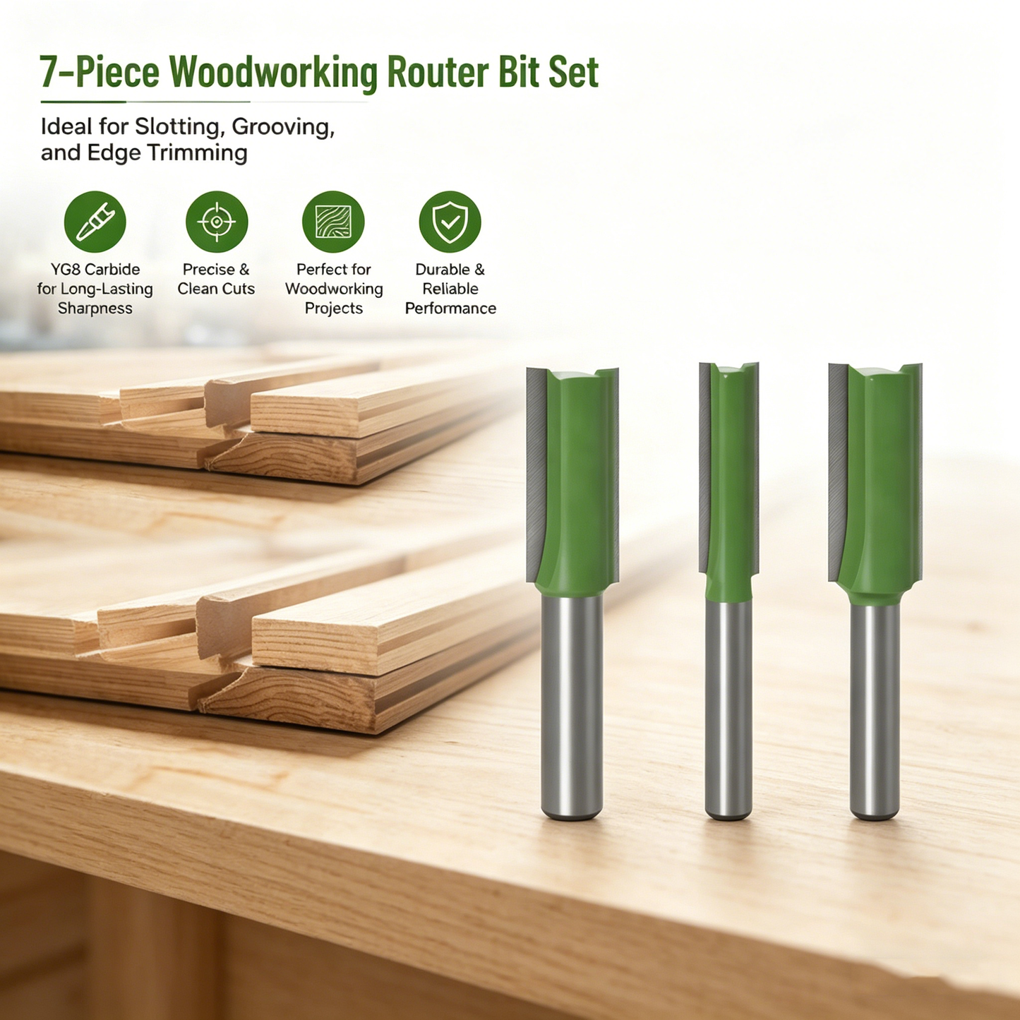 7PCS Router Bits Set 6mm Shank Blade Diameter: 3 / 4 / 5 / 6 / 8 / 10 / 12 mm Do