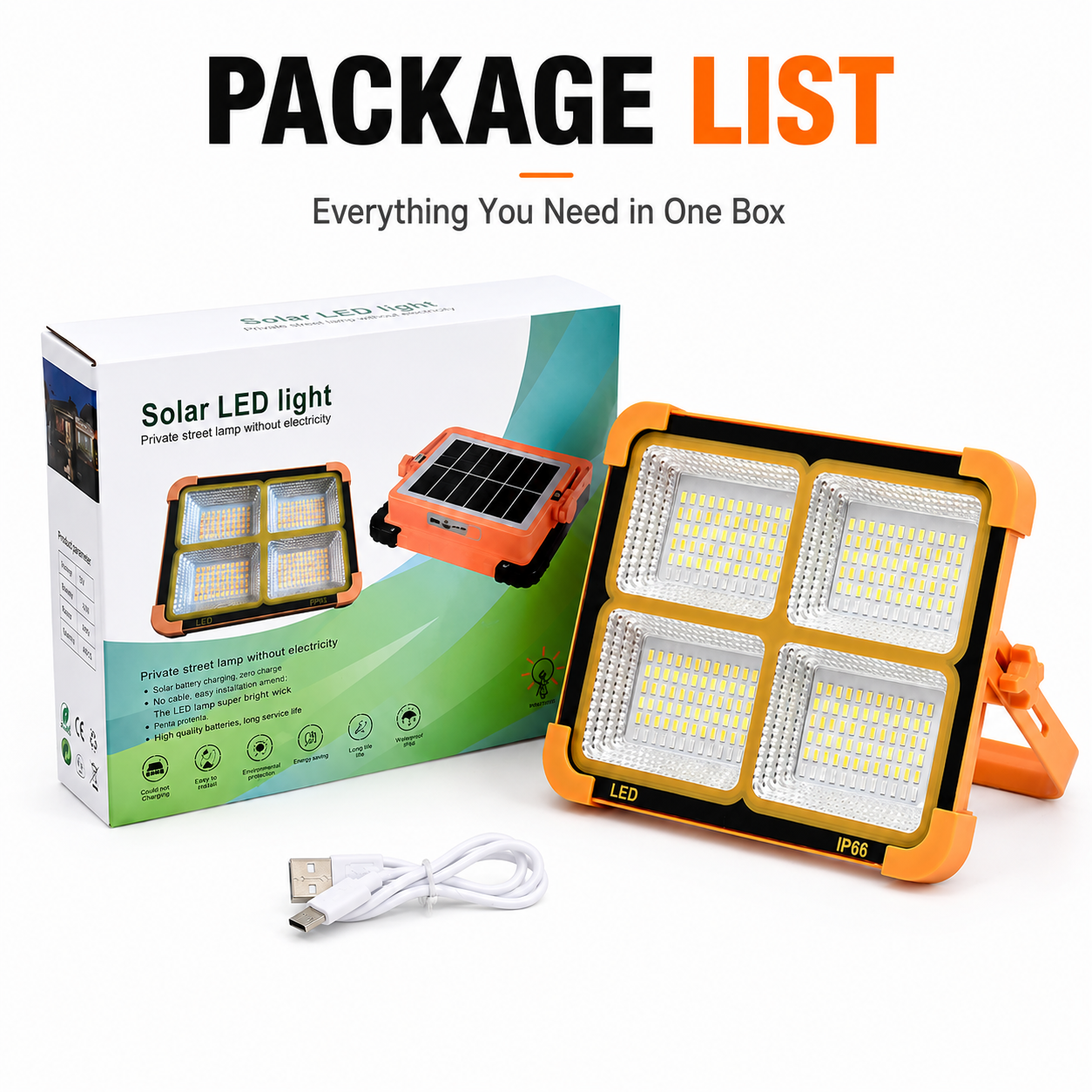 Portable LED Solar Work Light Magnetic Floodlight Camping Emergency Lamp