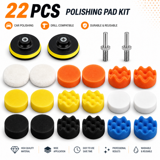 22pcs 3" Buffing Waxing Polishing Sponge Pads Kit Set For Car Polisher Drill