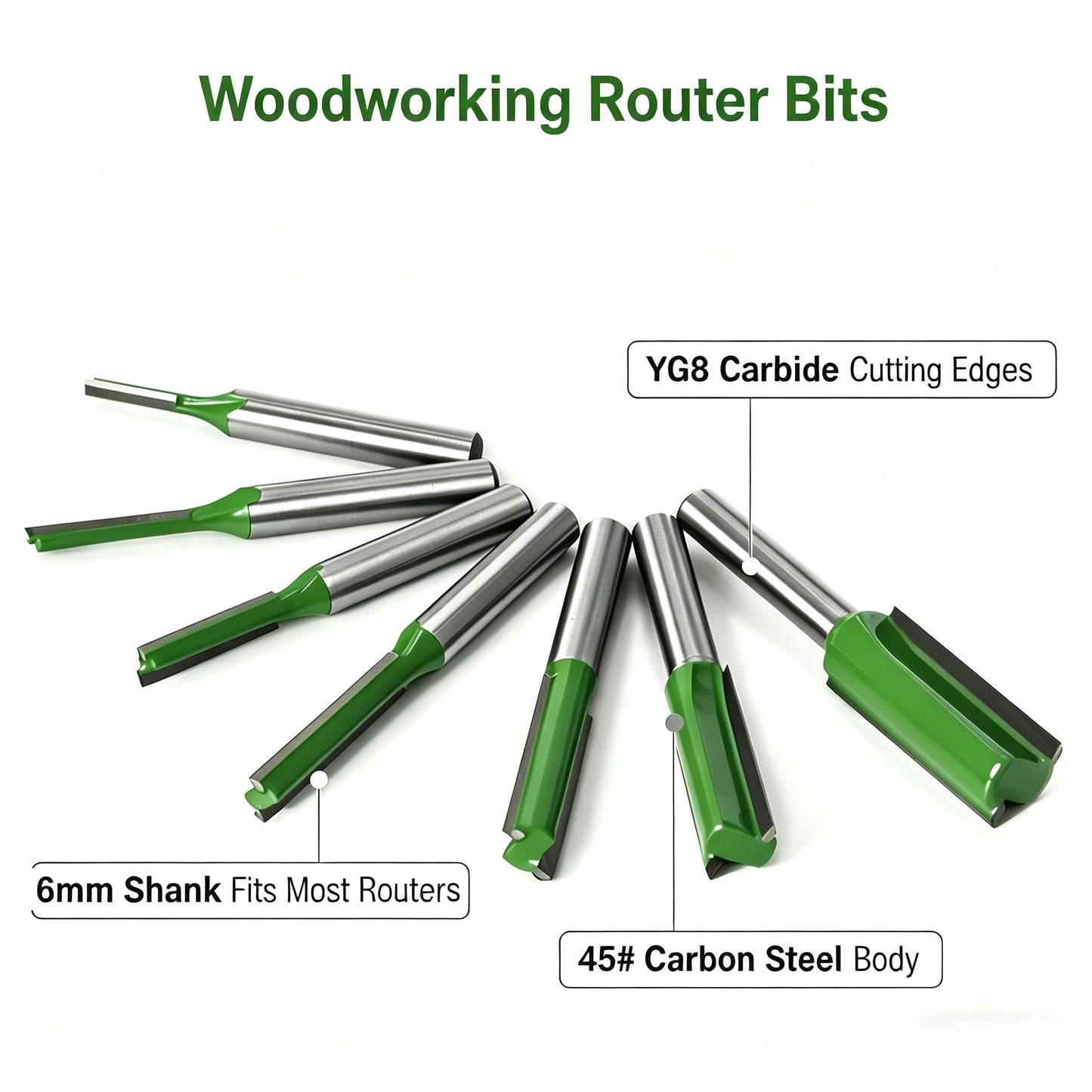 7PCS Router Bits Set 6mm Shank Blade Diameter: 3 / 4 / 5 / 6 / 8 / 10 / 12 mm Do