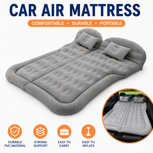 SUV Car Air Mattress Inflatable Travel Bed Camping Sleeping Pad Grey